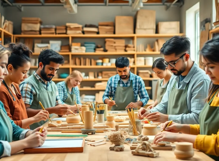 Engaged participants in craft training programs enhancing their skills in a creative workshop setting.