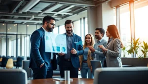 Engaging with competitive intelligence for sales strategies in a collaborative office environment.