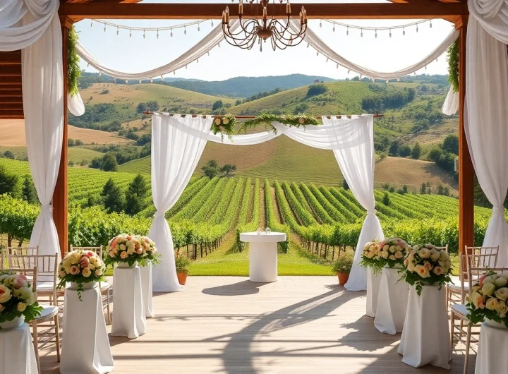 Capture the charm of Clarksburg Wedding Venues with beautifully decorated outdoor ceremony space.