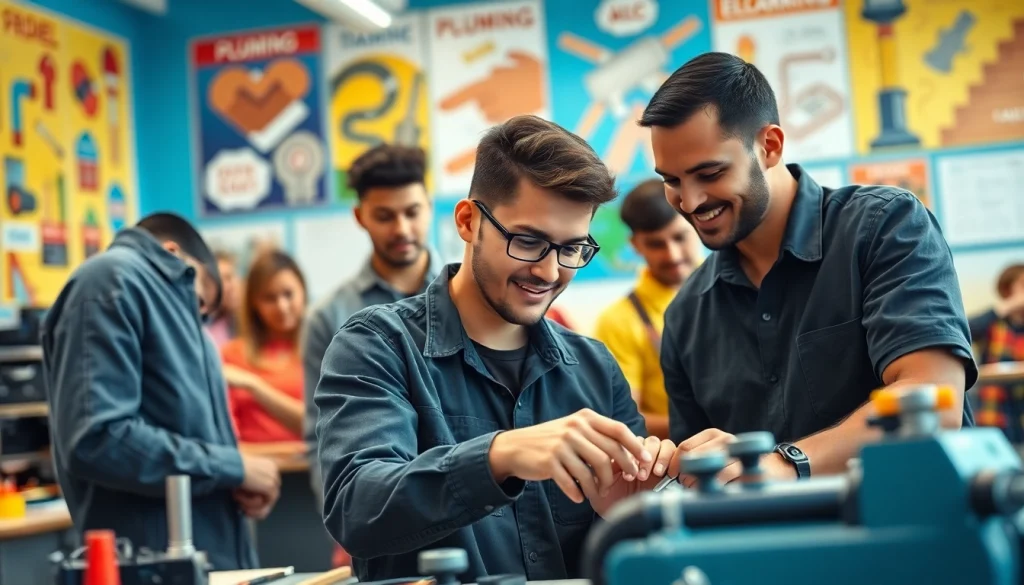 Students collaborating and learning at an abc trade school, showcasing a vibrant educational environment.
