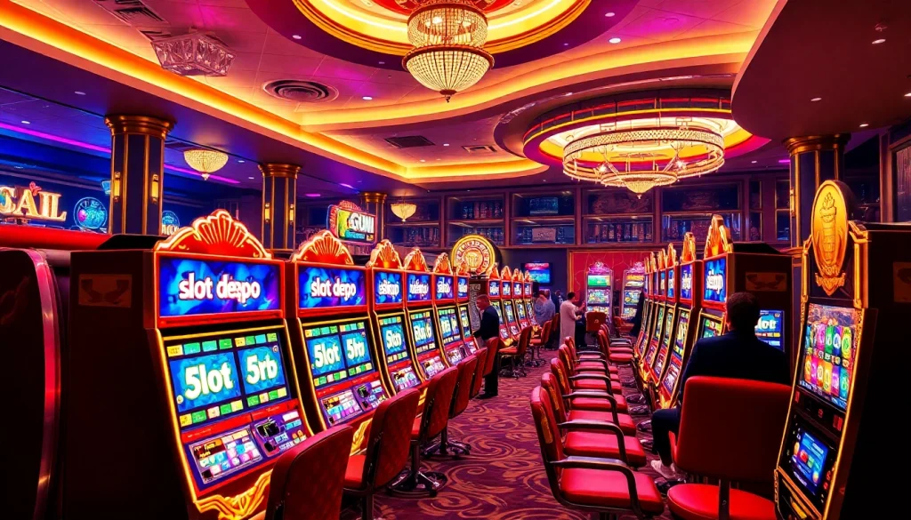 Experience thrilling gaming action with vibrant slot machines featuring slot depo 5rb.