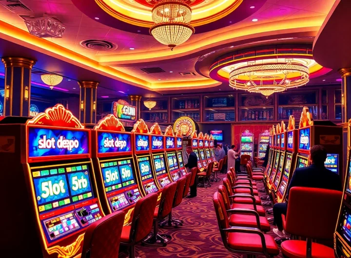 Experience thrilling gaming action with vibrant slot machines featuring slot depo 5rb.