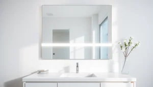 Reflecting a stylish bathroom with a mirror light mirror to enhance elegance and ambiance.