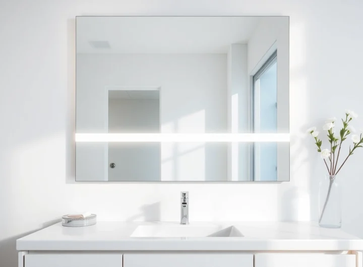 Reflecting a stylish bathroom with a mirror light mirror to enhance elegance and ambiance.