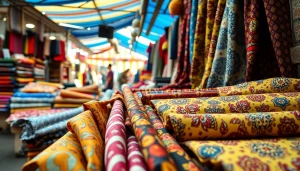 Koop goedkoop katoen stof online Nederland met kleurenrijke, geschenken stoffen in een levendige markt.