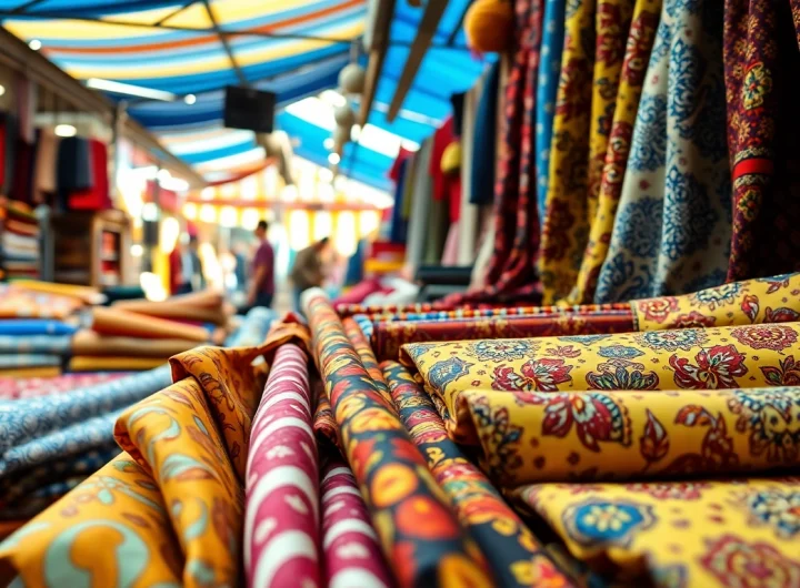 Koop goedkoop katoen stof online Nederland met kleurenrijke, geschenken stoffen in een levendige markt.