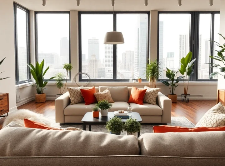 Showcase of seamless living in a modern urban apartment with cozy decor and natural light.