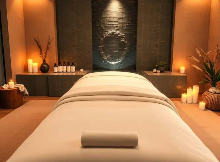 편안한 분위기와 에센셜 오일이 있는 스웨디시 마사지 치료실