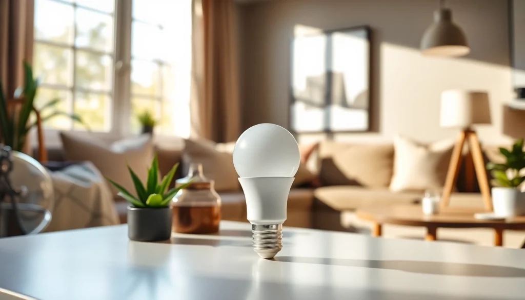 Understanding what is an a19 bulb with a detailed close-up of a bright LED in a cozy setting.