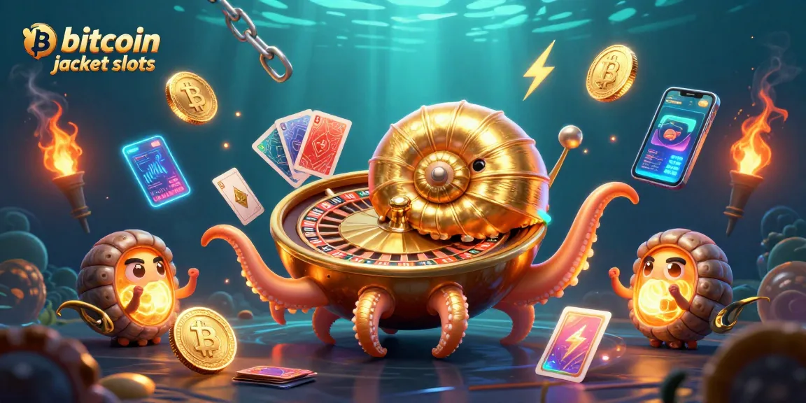 Spin exciting bitcoin jackpot slots in a neon-lit underwater casino, featuring vibrant 3D elements.