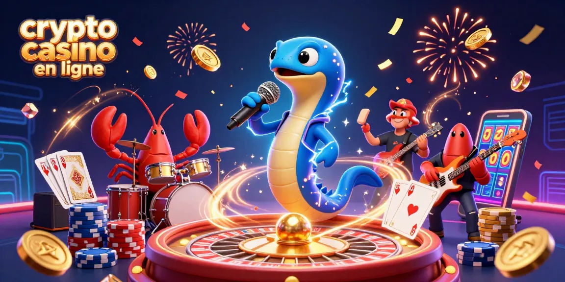 Jouez à des jeux de casino en ligne crypto avec un DJ anguille électrique dans une scène festive.